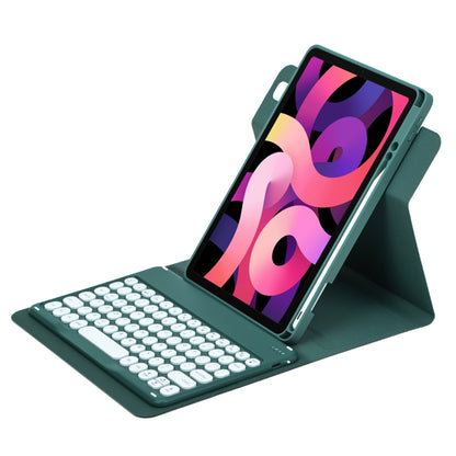 For iPad Air 2022 / iPad Pro 11 2021 Round Button 360 Degree Rotatable Bluetooth Keyboard Leather Case(Dark Green) - Universal by buy2fix | Online Shopping UK | buy2fix