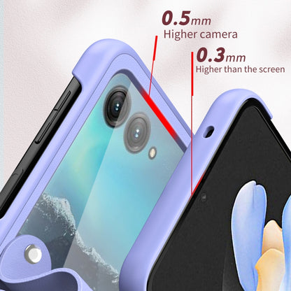 For Motorola Razr 40 Ultra Hand Strap Type Leather Phone Case(Black) by buy2fix
