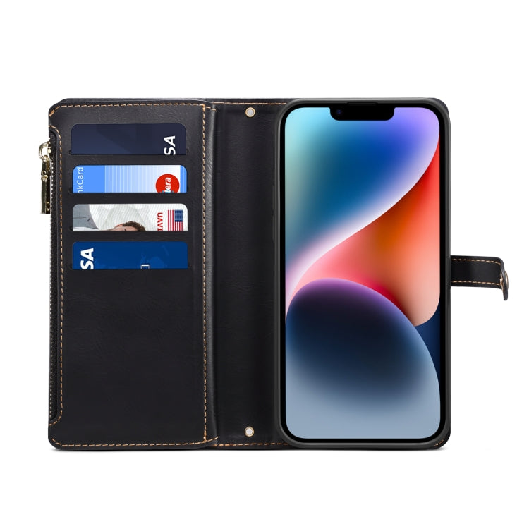 For iPhone 15 Plus ESEBLE Star Series Lanyard Zipper Wallet RFID Leather Case(Black) - iPhone 15 Plus Cases by ESEBLE | Online Shopping UK | buy2fix