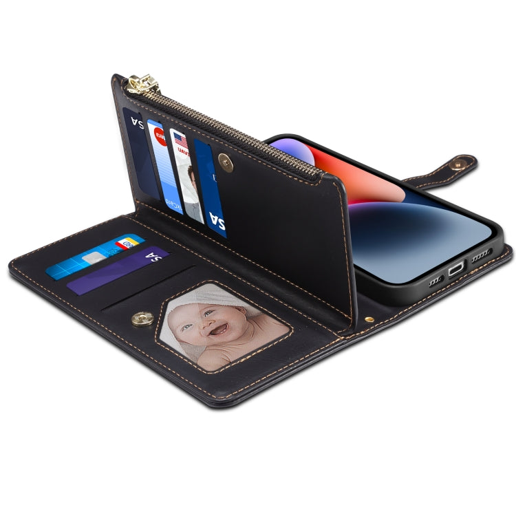 For iPhone 15 Plus ESEBLE Star Series Lanyard Zipper Wallet RFID Leather Case(Black) - iPhone 15 Plus Cases by ESEBLE | Online Shopping UK | buy2fix