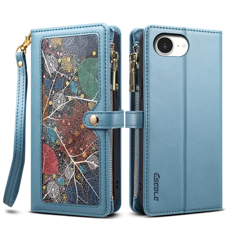 For iPhone 16e ESEBLE Star Series Lanyard Zipper Wallet RFID Leather Case(Blue) - iPhone 16e Cases by ESEBLE | Online Shopping UK | buy2fix