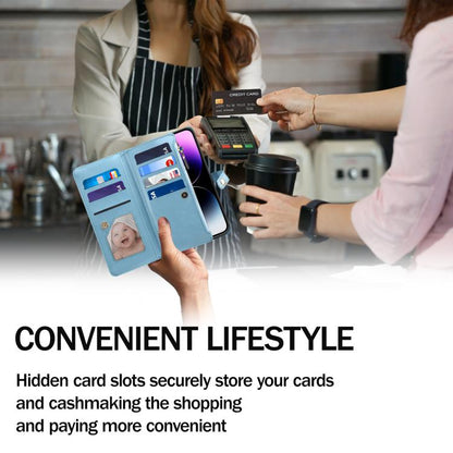 For iPhone 16e ESEBLE Star Series Lanyard Zipper Wallet RFID Leather Case(Blue) - iPhone 16e Cases by ESEBLE | Online Shopping UK | buy2fix