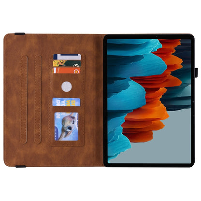For Samsung Galaxy Tab S7+/S7 FE/S8+ Butterfly Flower Embossed Leather Tablet Case(Brown) by buy2fix