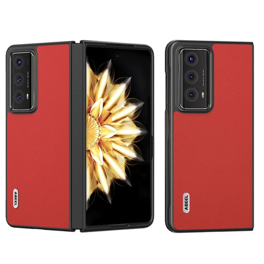 For Honor Magic V2 ABEEL Genuine Leather Luolai Series Phone Case(Red)