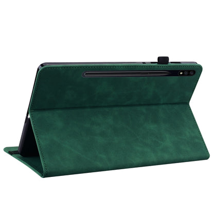 For Samsung Galaxy Tab S9 Skin Feel Solid Color Zipper Leather Tablet Case(Green) - Galaxy Tab S9 Cases by buy2fix | Online Shopping UK | buy2fix