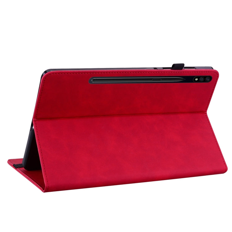 For Samsung Galaxy Tab S9 Skin Feel Solid Color Zipper Leather Tablet Case(Red) - Galaxy Tab S9 Cases by buy2fix | Online Shopping UK | buy2fix