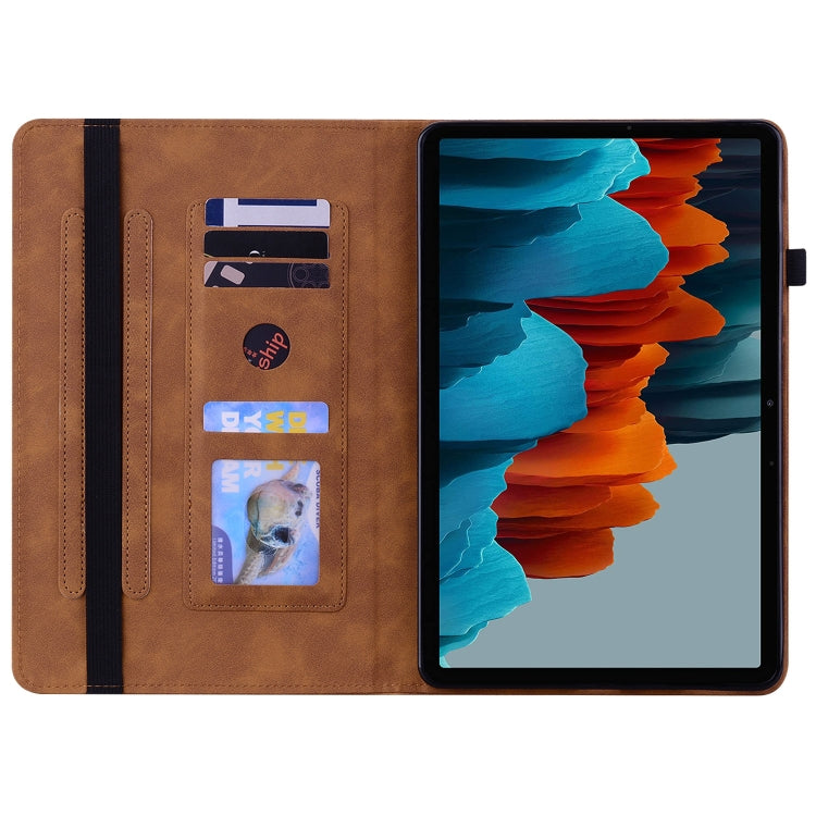 For Samsung Galaxy Tab S9 Skin Feel Solid Color Zipper Leather Tablet Case(Brown) - Galaxy Tab S9 Cases by buy2fix | Online Shopping UK | buy2fix