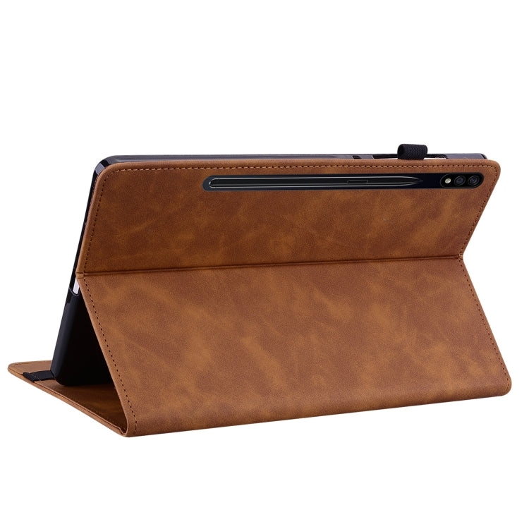 For Samsung Galaxy Tab S9+ Skin Feel Solid Color Zipper Leather Tablet Case(Brown) - Galaxy Tab S9+ Cases by buy2fix | Online Shopping UK | buy2fix