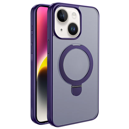 For iPhone 14 Plus Multifunctional MagSafe Holder Phone Case(Purple) - iPhone 14 Plus Cases by buy2fix | Online Shopping UK | buy2fix