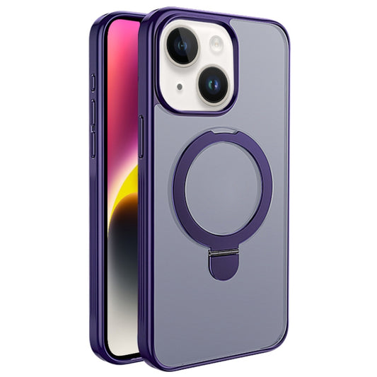 For iPhone 14 Plus Multifunctional MagSafe Holder Phone Case(Purple) - iPhone 14 Plus Cases by buy2fix | Online Shopping UK | buy2fix
