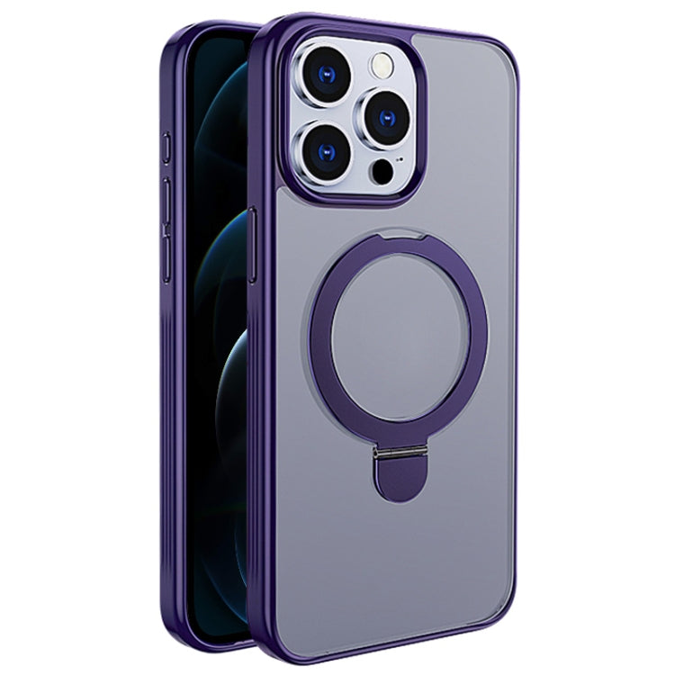 For iPhone 12 Pro Max Multifunctional MagSafe Holder Phone Case(Purple) - iPhone 12 Pro Max Cases by buy2fix | Online Shopping UK | buy2fix