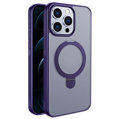 For iPhone 12 Pro Max Multifunctional MagSafe Holder Phone Case(Purple) - iPhone 12 Pro Max Cases by buy2fix | Online Shopping UK | buy2fix