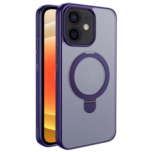 For iPhone 12 Multifunctional MagSafe Holder Phone Case(Purple) - iPhone 12 / 12 Pro Cases by buy2fix | Online Shopping UK | buy2fix