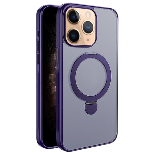For iPhone 11 Pro Max Multifunctional MagSafe Holder Phone Case(Purple) - iPhone 11 Pro Max Cases by buy2fix | Online Shopping UK | buy2fix