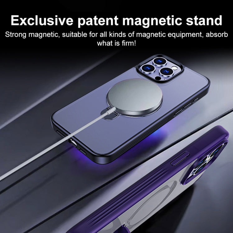 For iPhone 14 Pro Max Multifunctional MagSafe Holder Phone Case(Purple) - iPhone 14 Pro Max Cases by buy2fix | Online Shopping UK | buy2fix