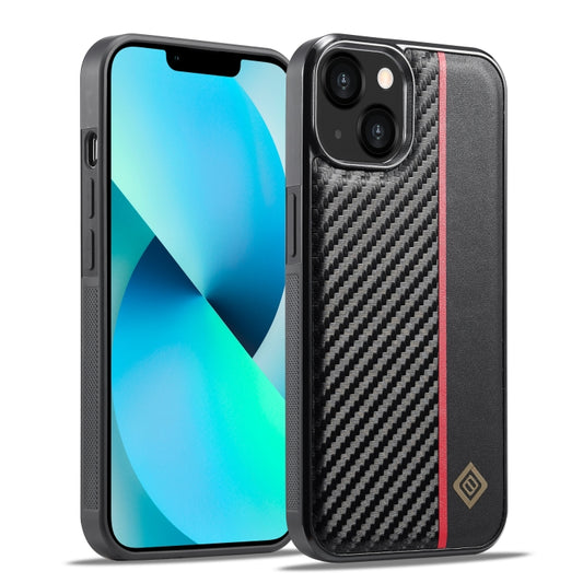 For iPhone 13 mini LC.IMEEKE 3 in 1 Carbon Fiber Texture Shockproof Phone Case(Black) - iPhone 13 mini Cases by LC.IMEEKE | Online Shopping UK | buy2fix