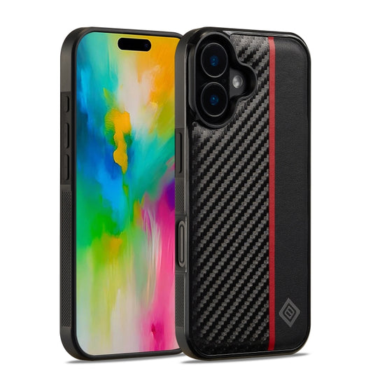 For iPhone 16 Plus LC.IMEEKE 3 in 1 Carbon Fiber Texture Shockproof Phone Case(Black) - iPhone 16 Plus Cases by LC.IMEEKE | Online Shopping UK | buy2fix