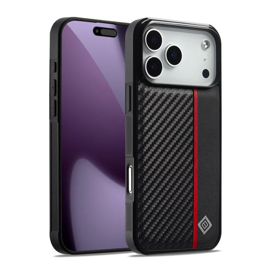 For iPhone 18 Pro / 17 Pro LC.IMEEKE 3 in 1 Carbon Fiber Texture Shockproof Phone Case(Black)