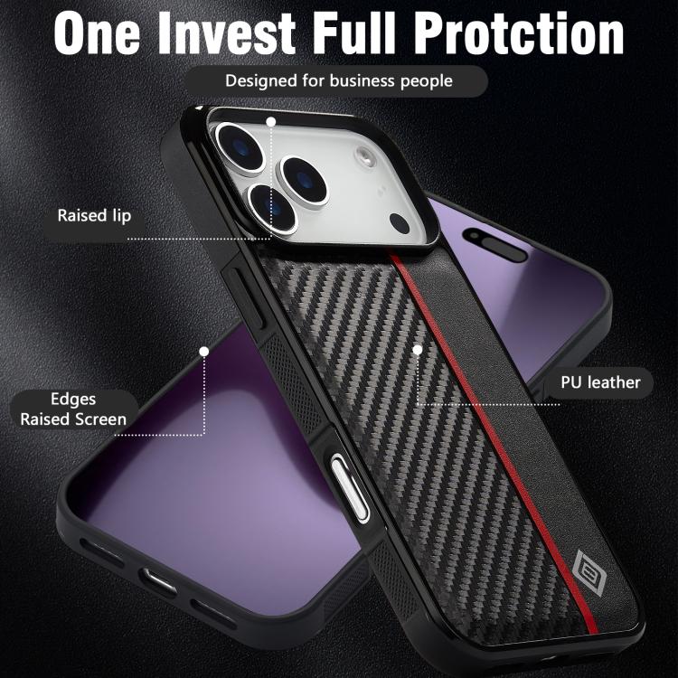 For iPhone 17 Pro LC.IMEEKE 3 in 1 Carbon Fiber Texture Shockproof Phone Case(Black) - iPhone 17 Pro Cases by LC.IMEEKE | Online Shopping UK | buy2fix