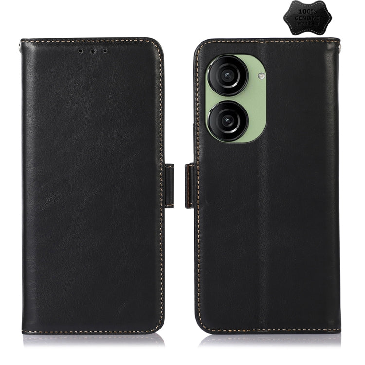 For Asus ZenFone 10 / 9 Magnetic Crazy Horse Texture Genuine Leather RFID Phone Case(Black) - ASUS Cases by buy2fix | Online Shopping UK | buy2fix