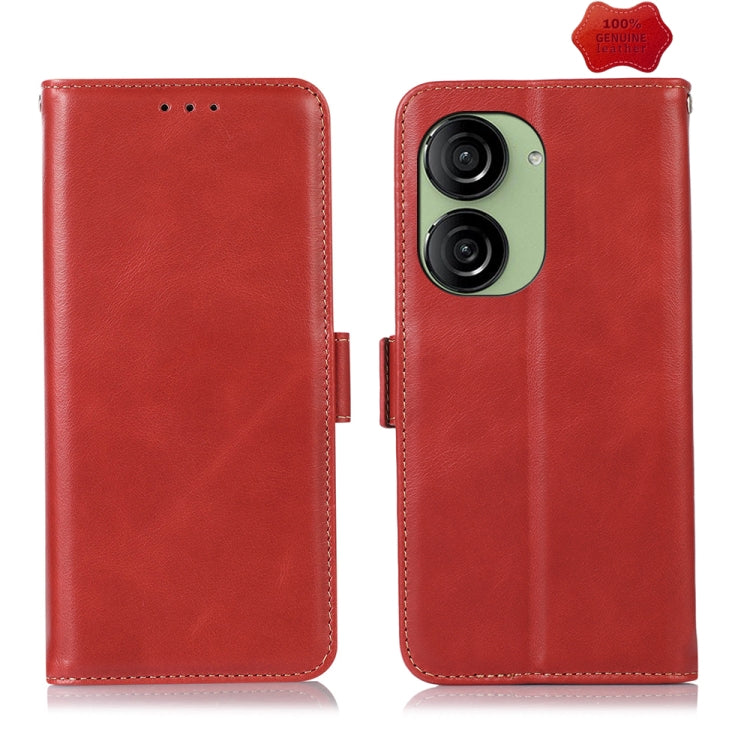 For Asus ZenFone 10 / 9 Magnetic Crazy Horse Texture Genuine Leather RFID Phone Case(Red) - ASUS Cases by buy2fix | Online Shopping UK | buy2fix