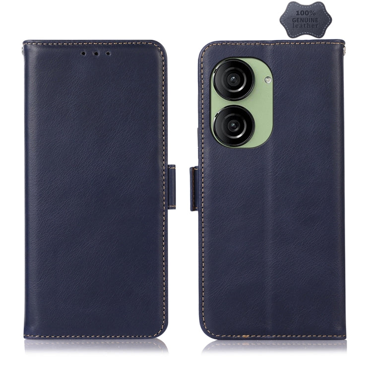 For Asus ZenFone 10 / 9 Magnetic Crazy Horse Texture Genuine Leather RFID Phone Case(Blue) - ASUS Cases by buy2fix | Online Shopping UK | buy2fix