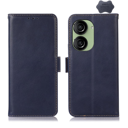 For Asus ZenFone 10 / 9 Magnetic Crazy Horse Texture Genuine Leather RFID Phone Case(Blue) - ASUS Cases by buy2fix | Online Shopping UK | buy2fix