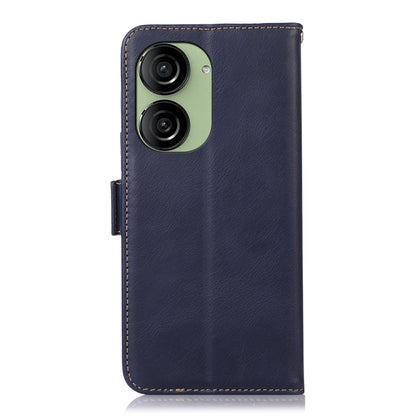 For Asus ZenFone 10 / 9 Magnetic Crazy Horse Texture Genuine Leather RFID Phone Case(Blue) - ASUS Cases by buy2fix | Online Shopping UK | buy2fix