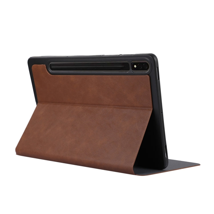 For Samsung Galaxy Tab S9 TPU Flip Tablet Protective Leather Case(Brown) - Galaxy Tab S9 Cases by buy2fix | Online Shopping UK | buy2fix