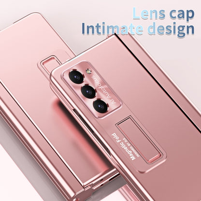 For Samsung Galaxy Z Fold5 Electroplating Corrugated Hinge Folding Phone Case with Pen Slot(Pink) - Galaxy Z Fold5 Cases by buy2fix | Online Shopping UK | buy2fix