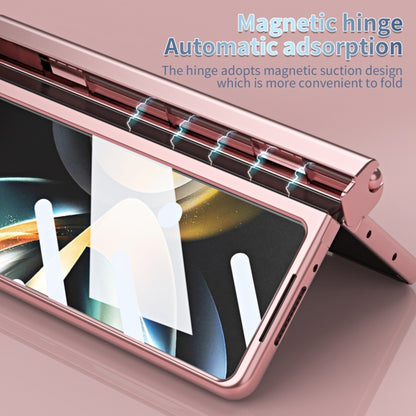 For Samsung Galaxy Z Fold5 Electroplating Corrugated Hinge Folding Phone Case with Pen Slot(Pink) - Galaxy Z Fold5 Cases by buy2fix | Online Shopping UK | buy2fix
