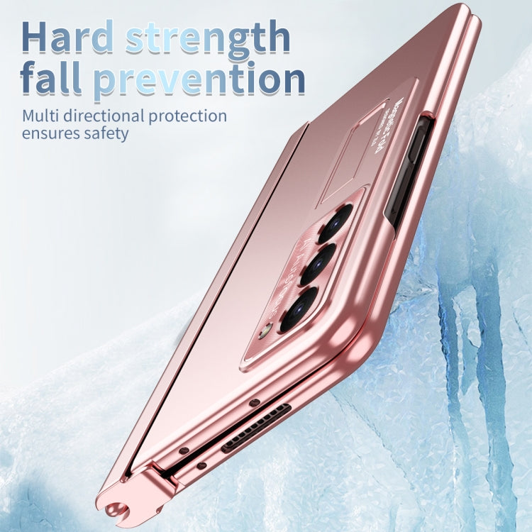 For Samsung Galaxy Z Fold5 Electroplating Corrugated Hinge Folding Phone Case with Pen Slot(Pink) - Galaxy Z Fold5 Cases by buy2fix | Online Shopping UK | buy2fix