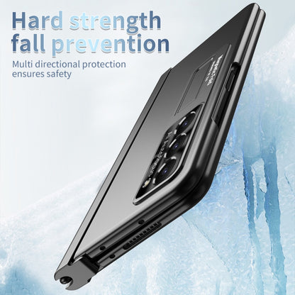 For Samsung Galaxy Z Fold5 Electroplating Corrugated Hinge Folding Phone Case with Pen Slot(Black) - Galaxy Z Fold5 Cases by buy2fix | Online Shopping UK | buy2fix