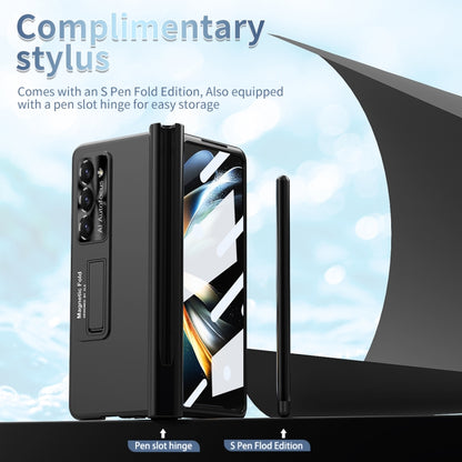 For Samsung Galaxy Z Fold5 Electroplating Corrugated Hinge Folding Phone Case with Pen Slot(Black) - Galaxy Z Fold5 Cases by buy2fix | Online Shopping UK | buy2fix