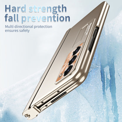 For Samsung Galaxy Z Fold5 Electroplating Corrugated Hinge Folding Phone Case with Pen Slot(Gold) - Galaxy Z Fold5 Cases by buy2fix | Online Shopping UK | buy2fix
