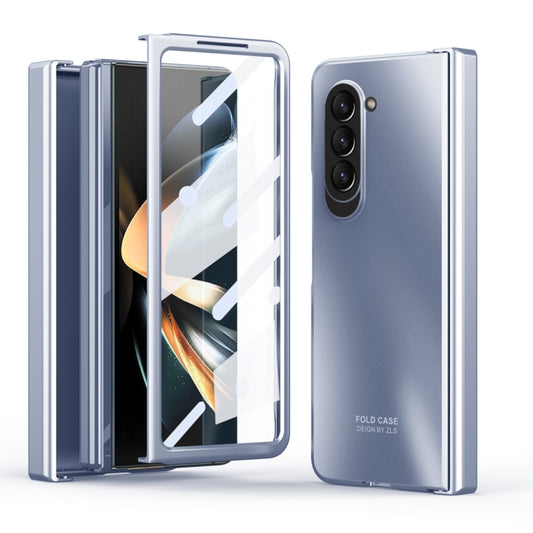 For Samsung Galaxy Z Fold5 Integrated Electroplating Folding All-inclusive Phone Case(Blue) - Galaxy Z Fold5 Cases by buy2fix | Online Shopping UK | buy2fix