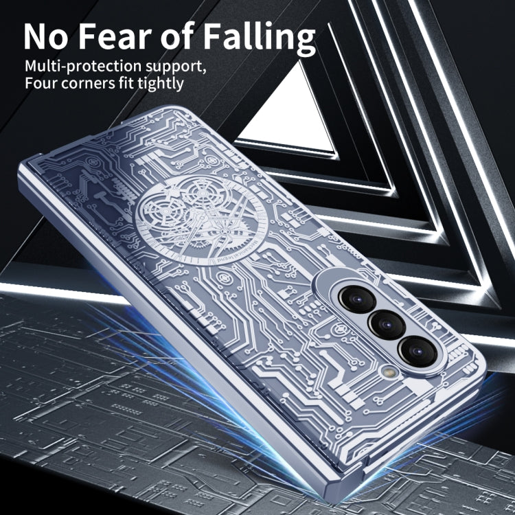 For Samsung Galaxy Z Fold5 Mechanical Legend Integrated Electroplating All-inclusive Phone Case(Blue) - Galaxy Z Fold5 Cases by buy2fix | Online Shopping UK | buy2fix
