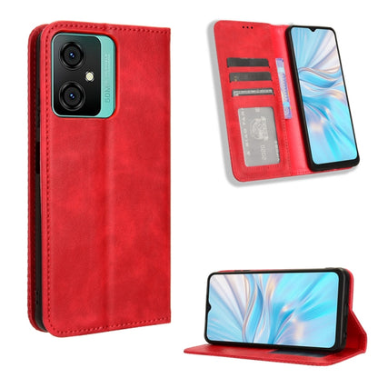 For Blackview Oscal C70 Magnetic Buckle Retro Texture Leather Phone Case(Red) - More Brand by buy2fix | Online Shopping UK | buy2fix