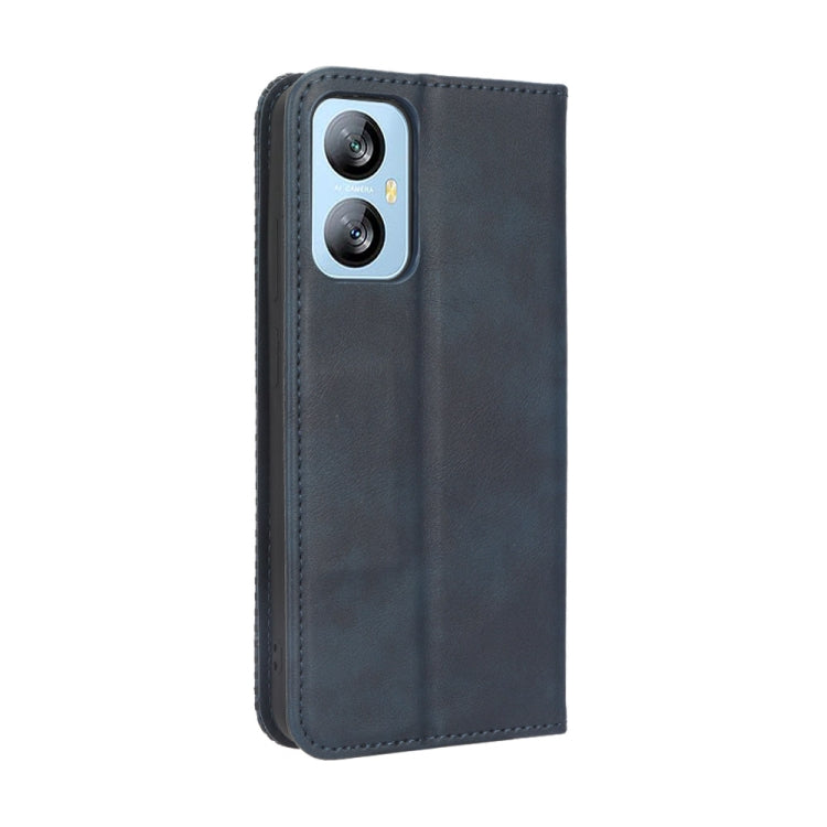 For Blackview A52 / A52 Pro Magnetic Buckle Retro Texture Leather Phone Case(Blue) - More Brand by buy2fix | Online Shopping UK | buy2fix