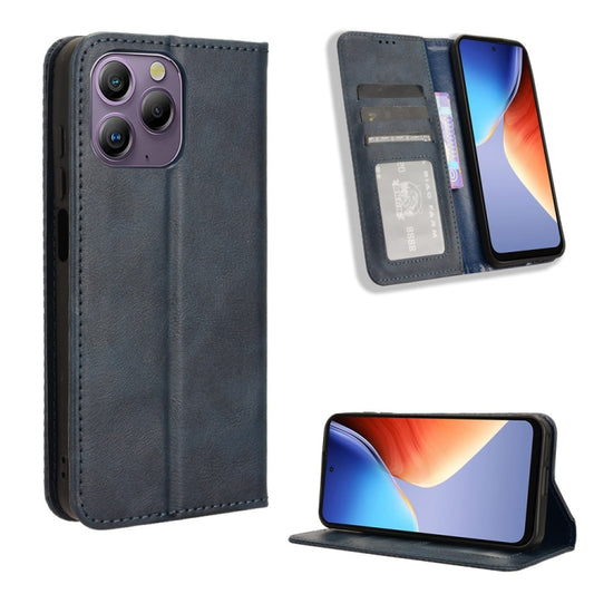 For Blackview A96 Magnetic Buckle Retro Texture Leather Phone Case(Blue) - More Brand by buy2fix | Online Shopping UK | buy2fix