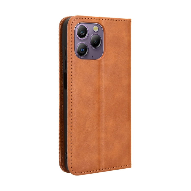 For Blackview A96 Magnetic Buckle Retro Texture Leather Phone Case(Brown) - More Brand by buy2fix | Online Shopping UK | buy2fix
