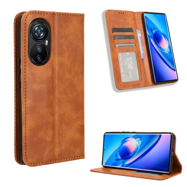 For Blackview A200 Pro Magnetic Buckle Retro Texture Leather Phone Case(Brown) - More Brand by buy2fix | Online Shopping UK | buy2fix