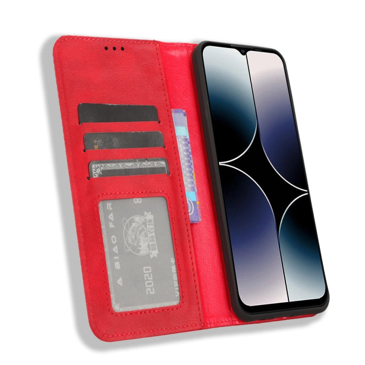 For Ulefone Note 16 Pro Magnetic Buckle Retro Texture Leather Phone Case(Red) - Ulefone Cases by buy2fix | Online Shopping UK | buy2fix