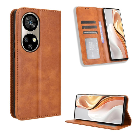 For Ulefone Note 17 Pro Magnetic Buckle Retro Texture Leather Phone Case(Brown) by buy2fix
