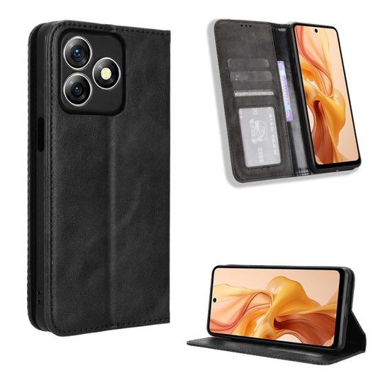 For Ulefone Note 18 Ultra Magnetic Buckle Retro Texture Leather Phone Case(Black) by buy2fix