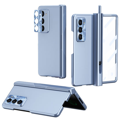 For Samsung Galaxy Z Fold5 Electroplating Hinged Folding Phone Case with S Pen Fold Edtion(Blue) - Galaxy Z Fold5 Cases by buy2fix | Online Shopping UK | buy2fix