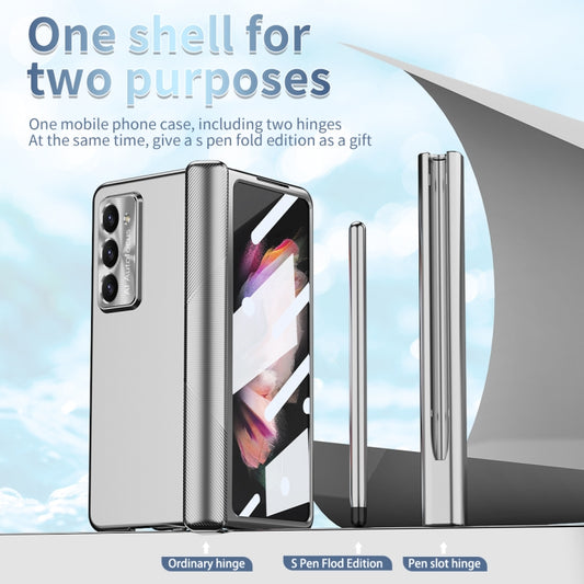 For Samsung Galaxy Z Fold5 Electroplating Hinged Folding Phone Case with S Pen Fold Edtion(Silver) - Galaxy Z Fold5 Cases by buy2fix | Online Shopping UK | buy2fix