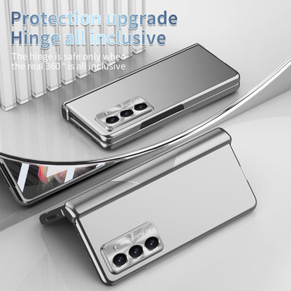 For Samsung Galaxy Z Fold5 Electroplating Hinged Folding Phone Case with S Pen Fold Edtion(Silver) - Galaxy Z Fold5 Cases by buy2fix | Online Shopping UK | buy2fix