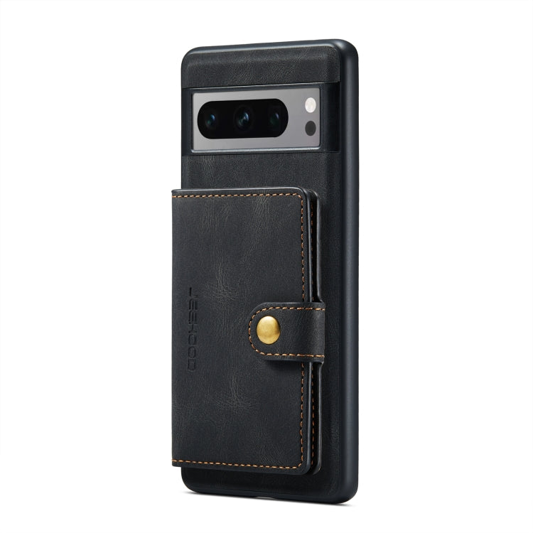 For Google Pixel 8 Pro JEEHOOD Retro Magnetic Detachable Wallet Phone Case(Black) - Google Cases by JEEHOOD | Online Shopping UK | buy2fix