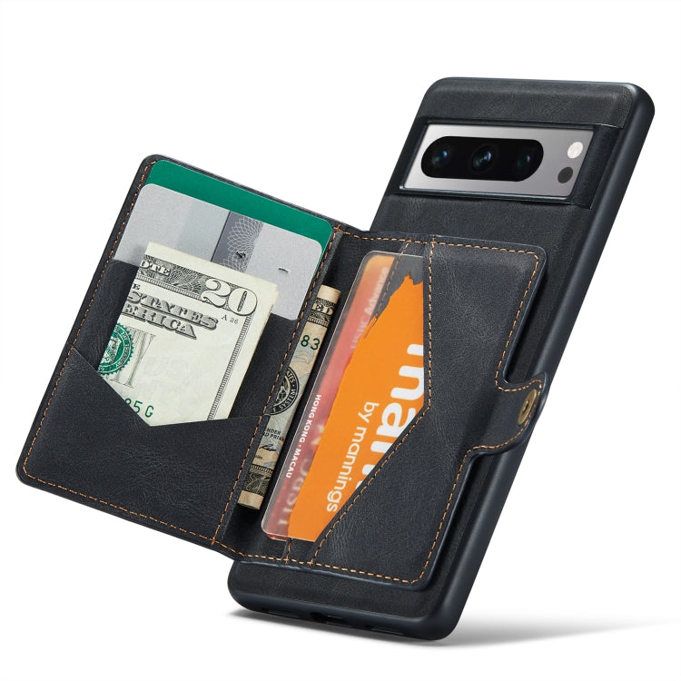 For Google Pixel 8 Pro JEEHOOD Retro Magnetic Detachable Wallet Phone Case(Black) - Google Cases by JEEHOOD | Online Shopping UK | buy2fix